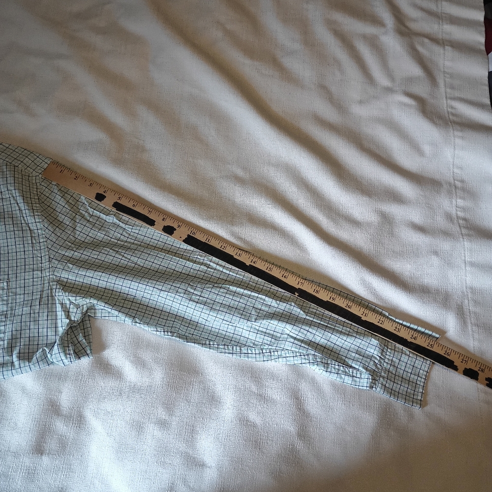 Tailored by J. Crew Large Button down white And green blue Line Long Sleeve - Picture 13 of 13